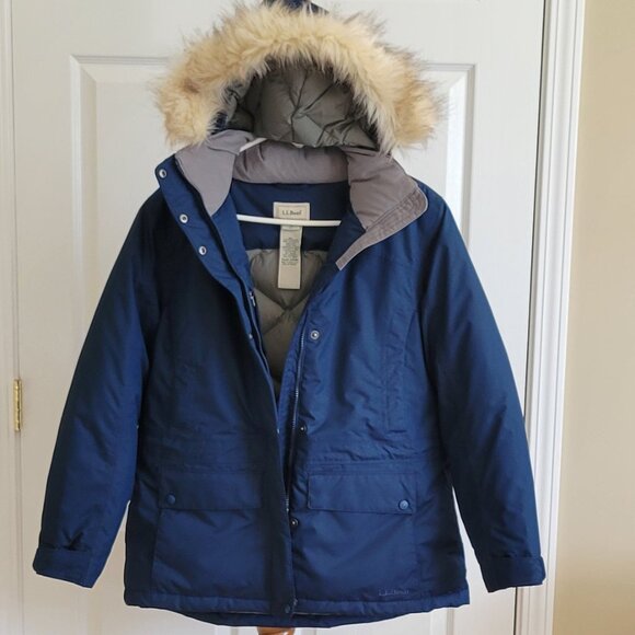 L.L. Bean Women's Navy Blue Down Parka with Removable Hood - Picture 1 of 6
